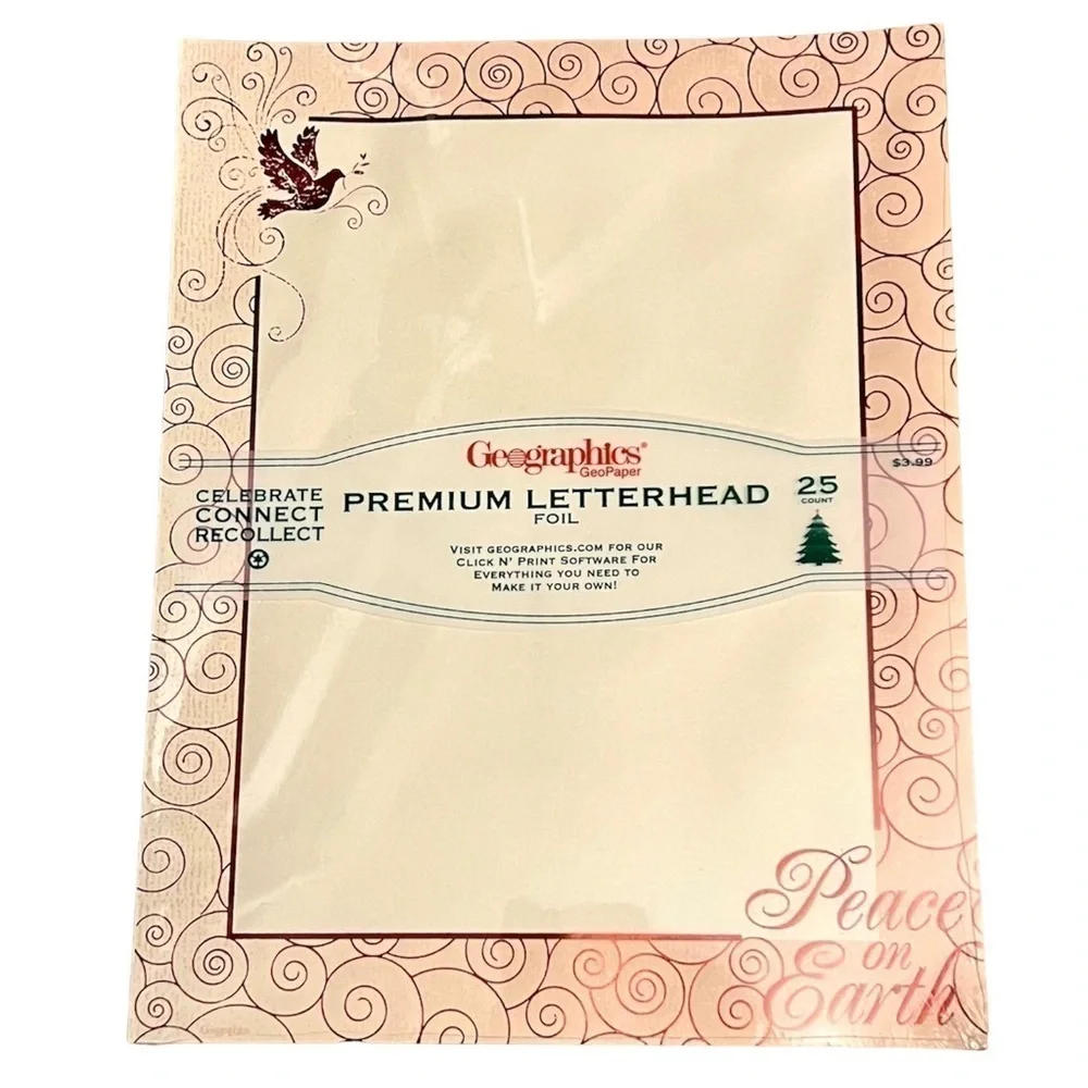 100 Foil Christmas Stationary Set with 100 Red Envelopes Free Online Templates